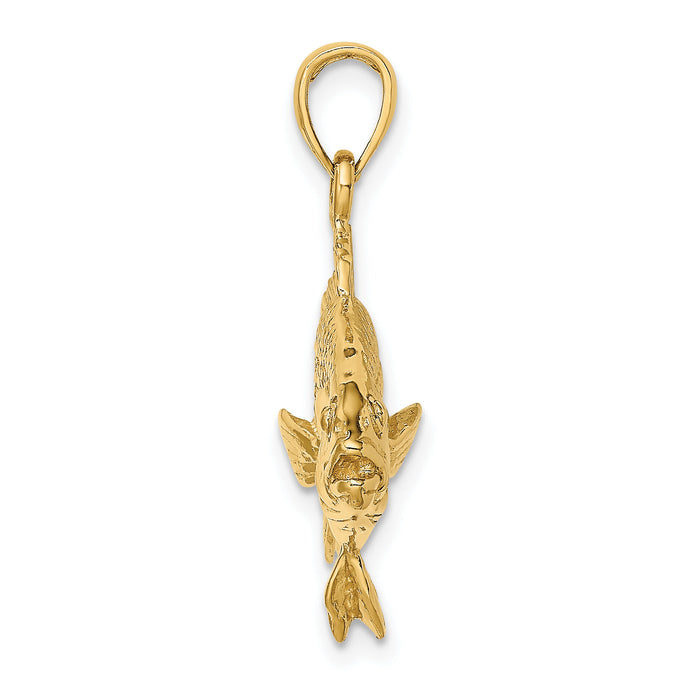 14K 3-D Textured Red Snapper Fish Charm-K8117