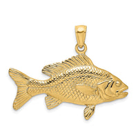 14K 3-D Textured Red Snapper Fish Charm-K8117