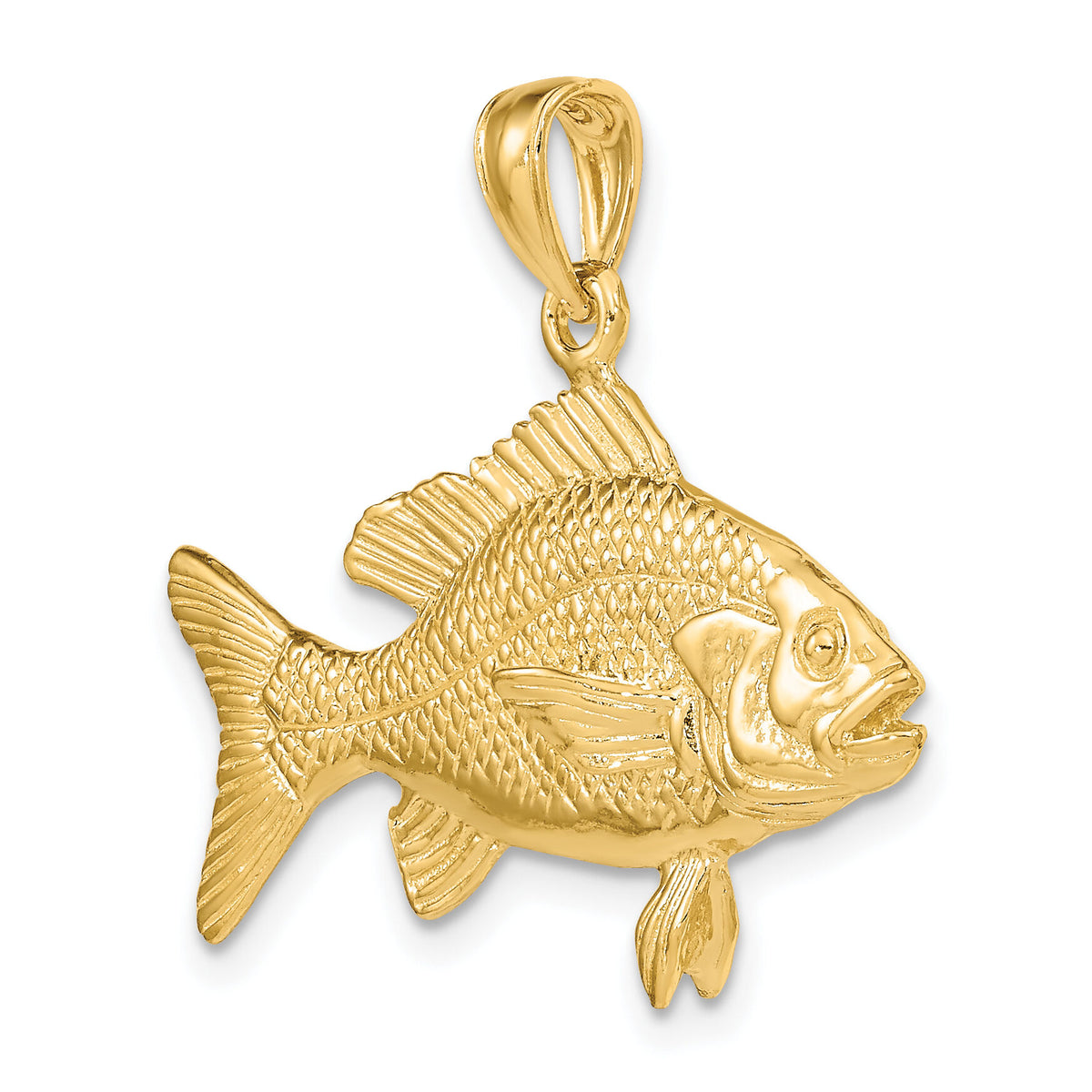 14K 3-D Textured Red Snapper Fish Charm-K8117