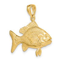 14K 3-D Textured Red Snapper Fish Charm-K8117