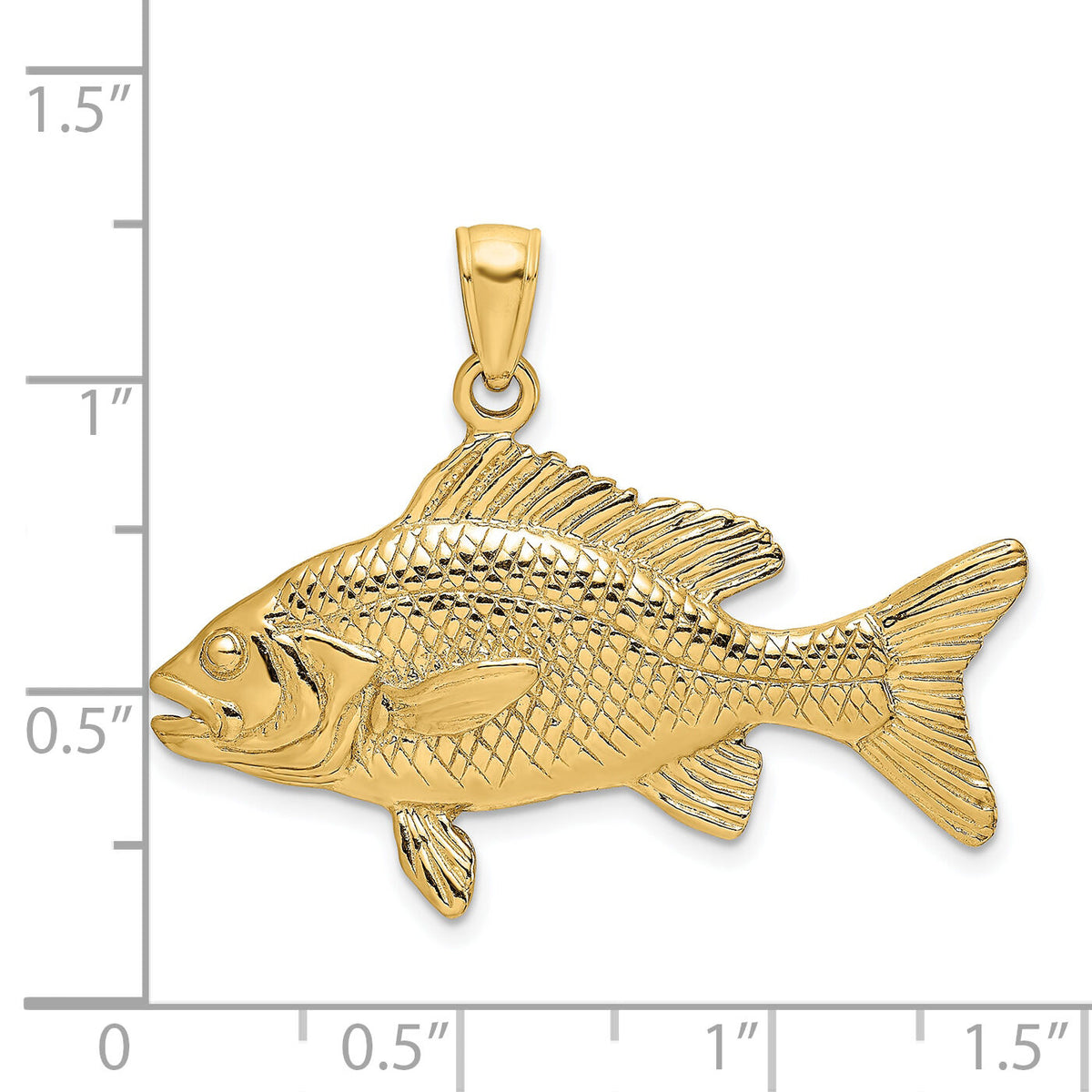 14K 3-D Textured Red Snapper Fish Charm-K8117