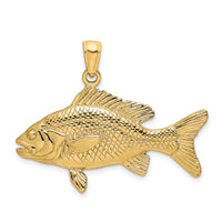 14K 3-D Textured Red Snapper Fish Charm-K8117