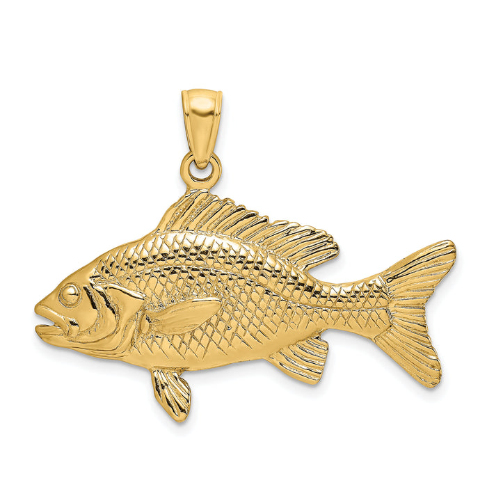 14K 3-D Textured Red Snapper Fish Charm-K8117