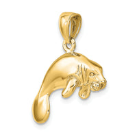 14K 3-D Polished Swimming Manatee Charm-K8120