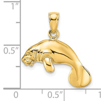 14K 3-D Polished Swimming Manatee Charm-K8120