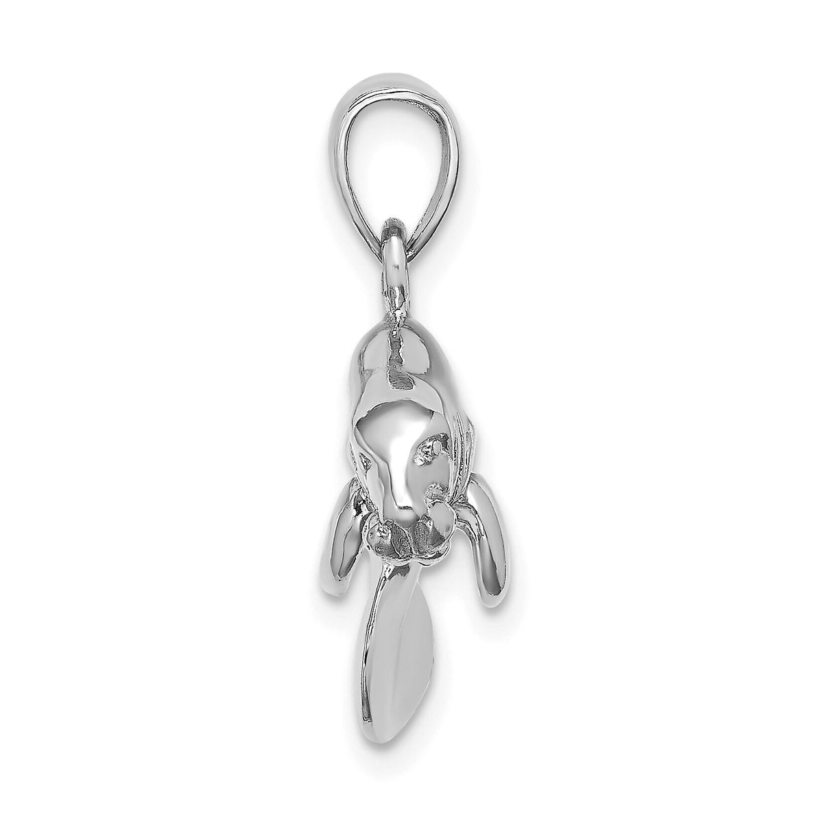 14K White Gold 3-D Polished Swimming Manatee Charm-K8120W