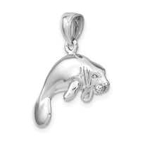 14K White Gold 3-D Polished Swimming Manatee Charm-K8120W