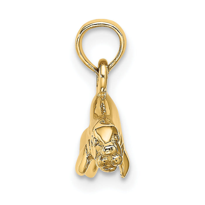 14K 3-D Polished Swimming Manatee Charm-K8121