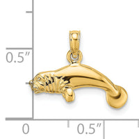 14K 3-D Polished Swimming Manatee Charm-K8121