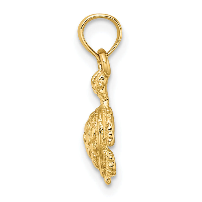 14K Textured Sea Turtle Charm-K8123