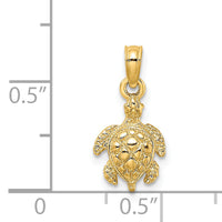 14K Textured Sea Turtle Charm-K8123
