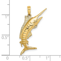14K 3-D Polished Blue Marlin Charm-K8131