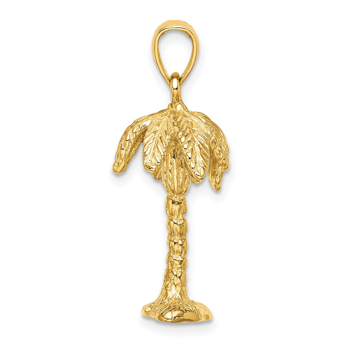14K 3-D Textured Palm Tree Charm-K8138