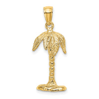 14K 3-D Textured Palm Tree Charm-K8138