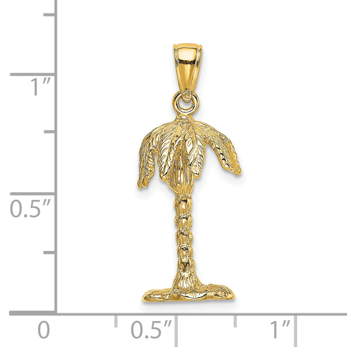14K 3-D Textured Palm Tree Charm-K8138