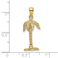 14K 3-D Textured Palm Tree Charm-K8138