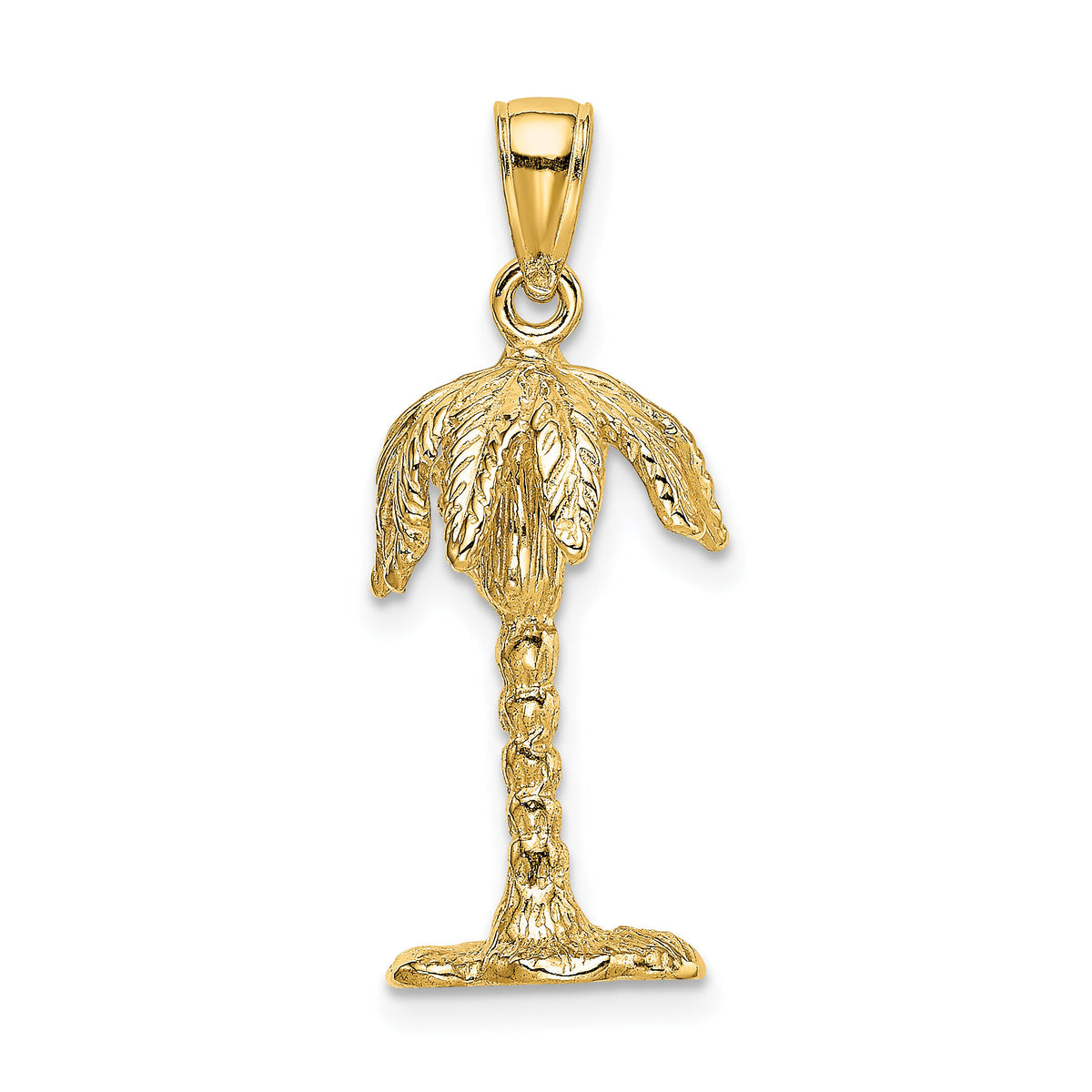 14K 3-D Textured Palm Tree Charm-K8138