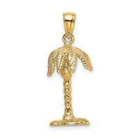 14K 3-D Textured Palm Tree Charm-K8138