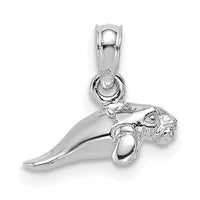 14K White Gold 3-D Polished Mini Manatee Charm-K8145W