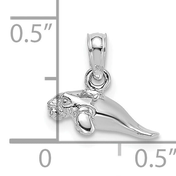 14K White Gold 3-D Polished Mini Manatee Charm-K8145W