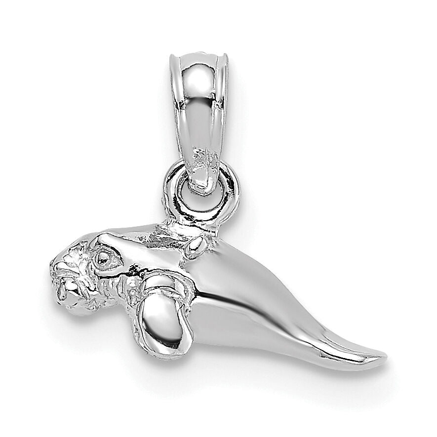 14K White Gold 3-D Polished Mini Manatee Charm-K8145W
