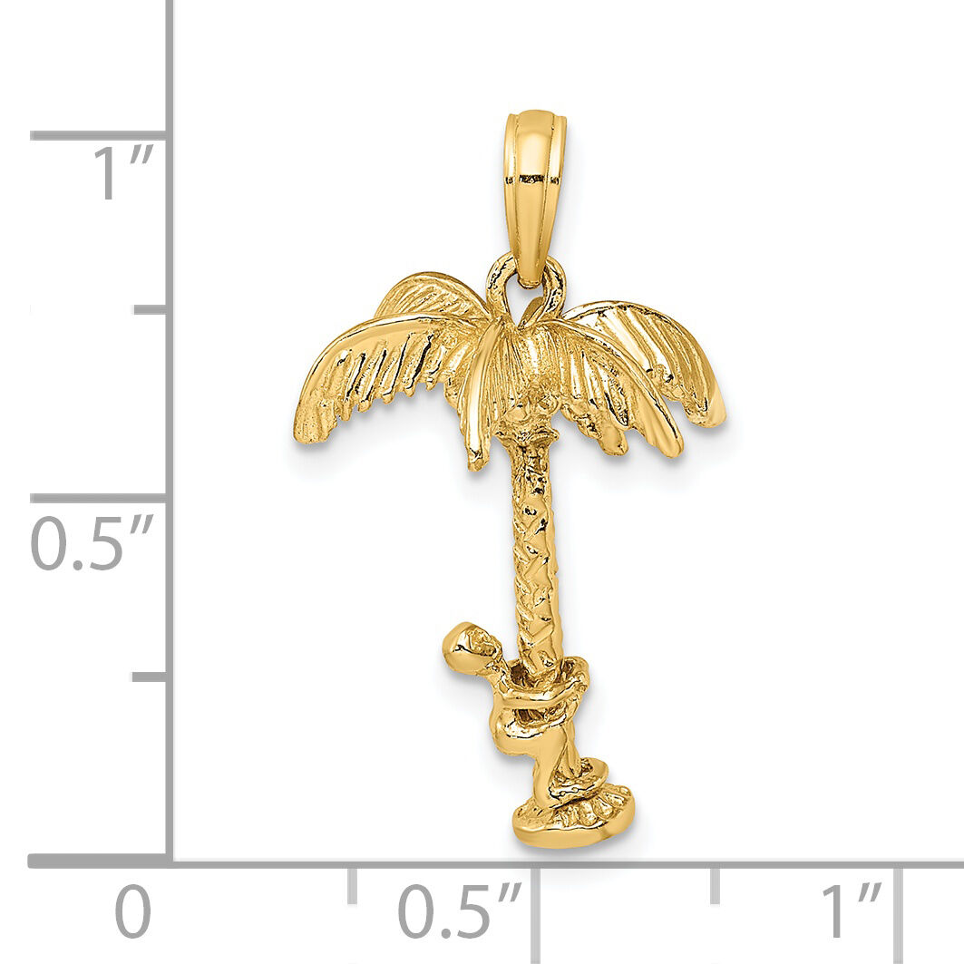 14K 3-D Palm Tree W/Moveable Man Charm-K8146