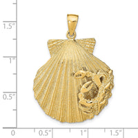 14k Scallop Shell with Crab Pendant-K8152