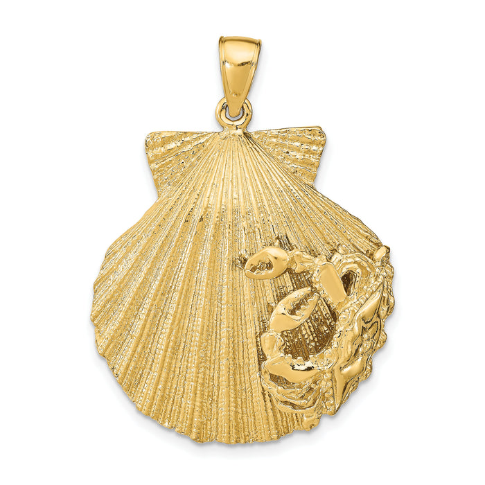 14k Scallop Shell with Crab Pendant-K8152