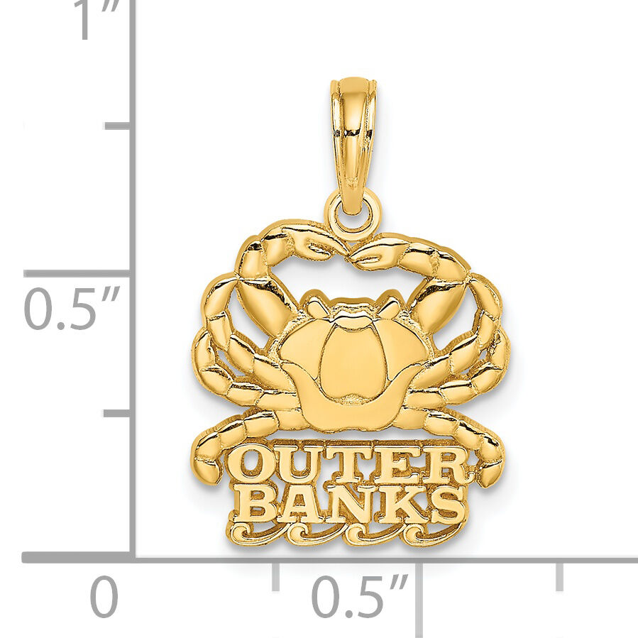 14K Polished OUTER BANKS Crab Charm-K8154