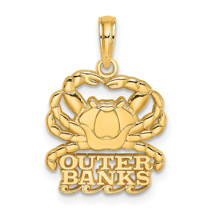 14K Polished OUTER BANKS Crab Charm-K8154