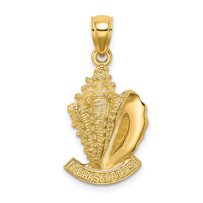 14K 2-D TURKS AND CAICOS Under Conch Shell Charm-K8156
