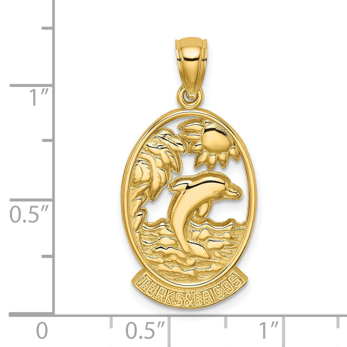 14K TURKS AND CAICOS w/Dolphin Sunset Scene Charm-K8157