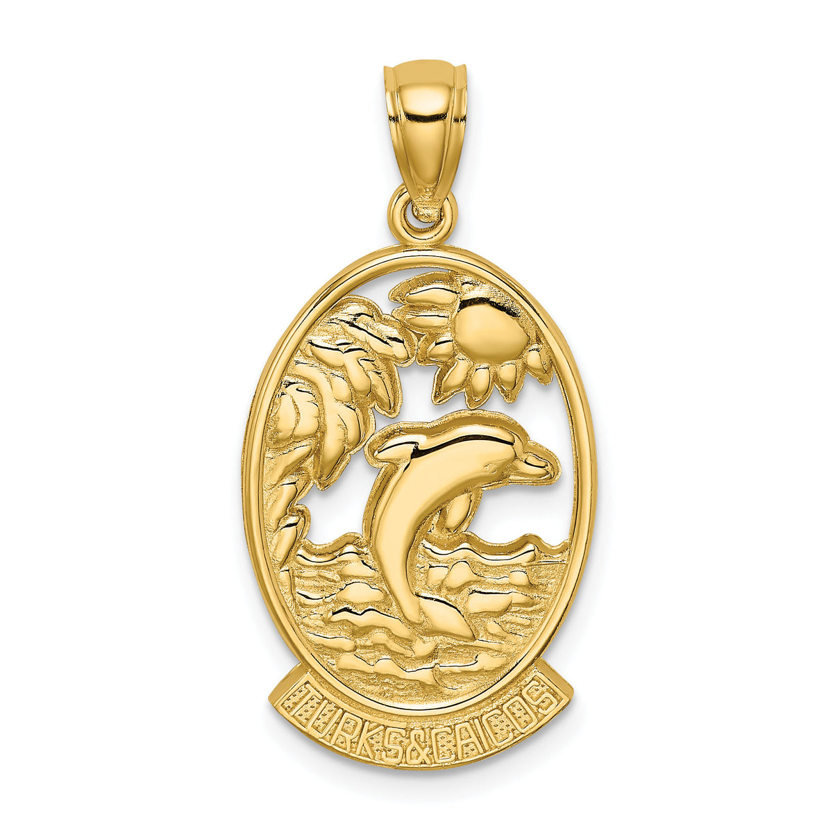 14K TURKS AND CAICOS w/Dolphin Sunset Scene Charm-K8157