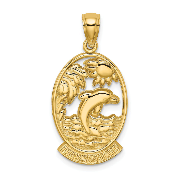 14K TURKS AND CAICOS w/Dolphin Sunset Scene Charm-K8157