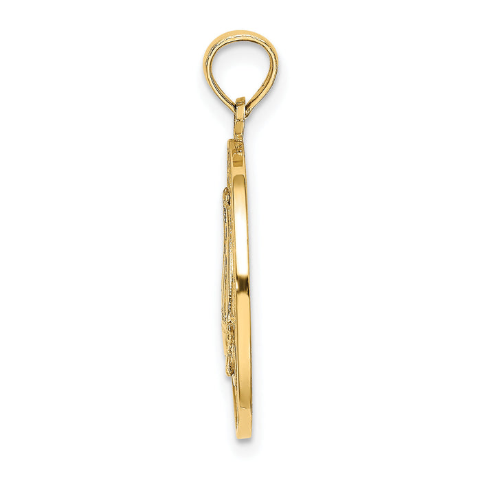 14K TURKS AND CAICOS Circle w/ Sailboat Charm-K8171