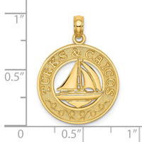 14K TURKS AND CAICOS Circle w/ Sailboat Charm-K8171