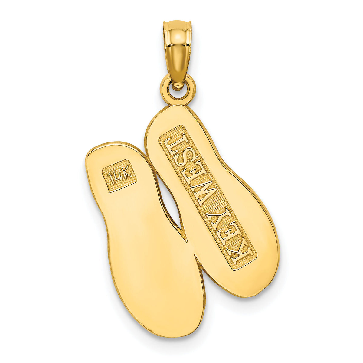 14K  3D Large KEY WEST Double Flip Flop Charm-K8176
