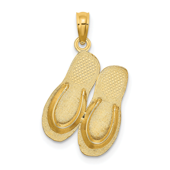 14K  3D Large KEY WEST Double Flip Flop Charm-K8176