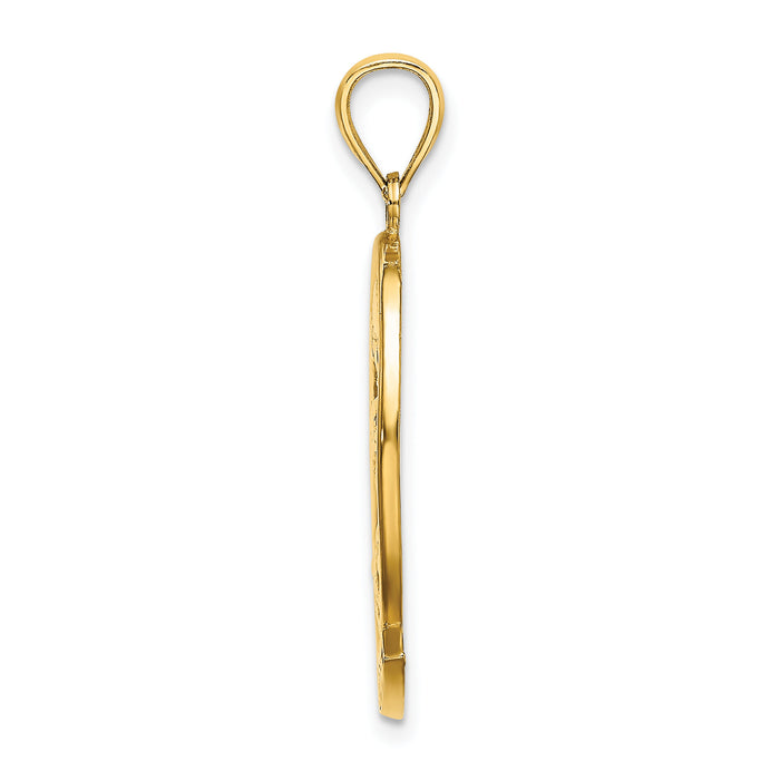14K ARUBA W/ Dolphin Sunset In Frame Charm-K8189