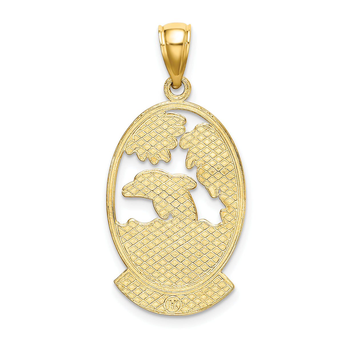 14K ARUBA W/ Dolphin Sunset In Frame Charm-K8189