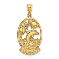 14K ARUBA W/ Dolphin Sunset In Frame Charm-K8189