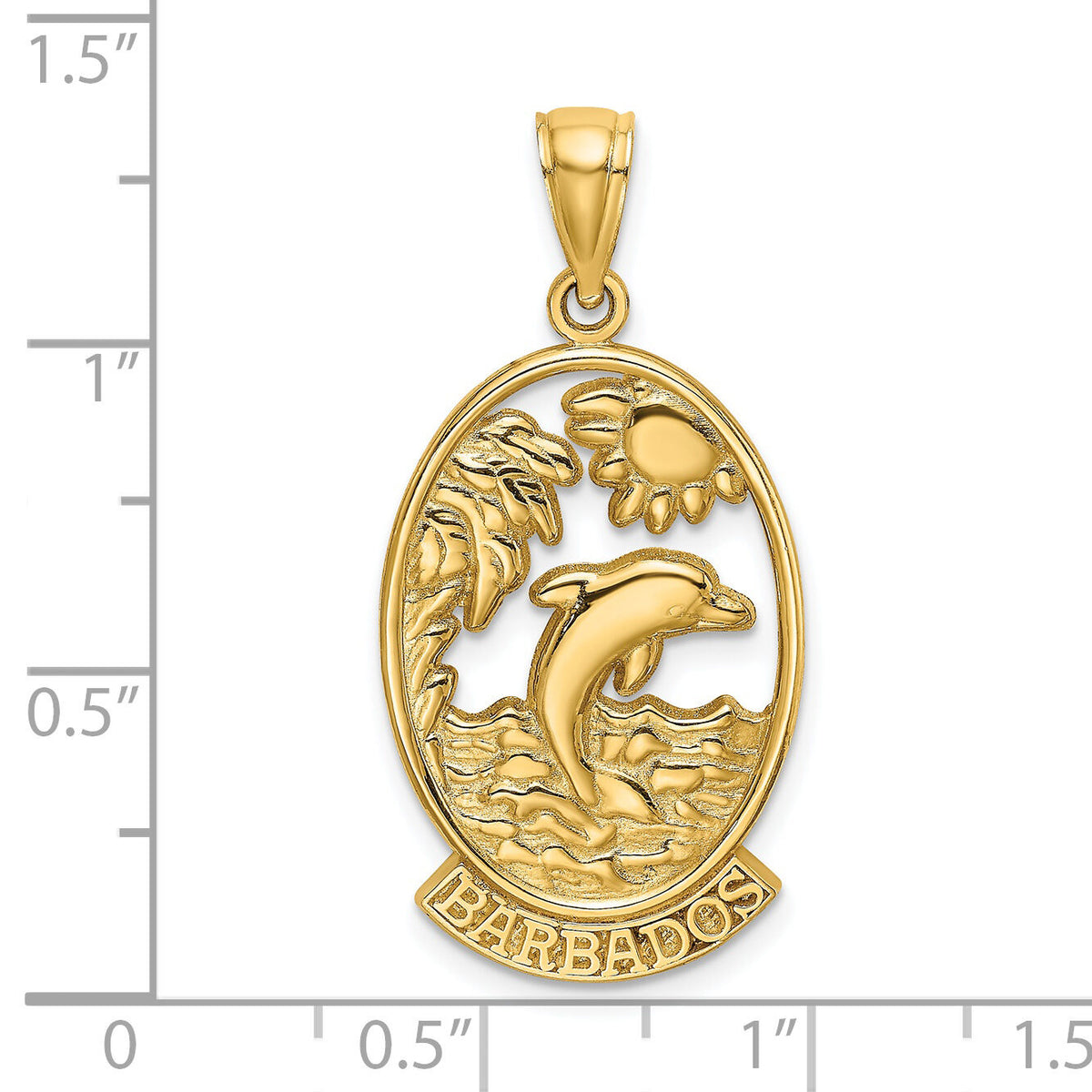 14K BARBADOS w/Dolphin Sunset Scene Charm-K8190