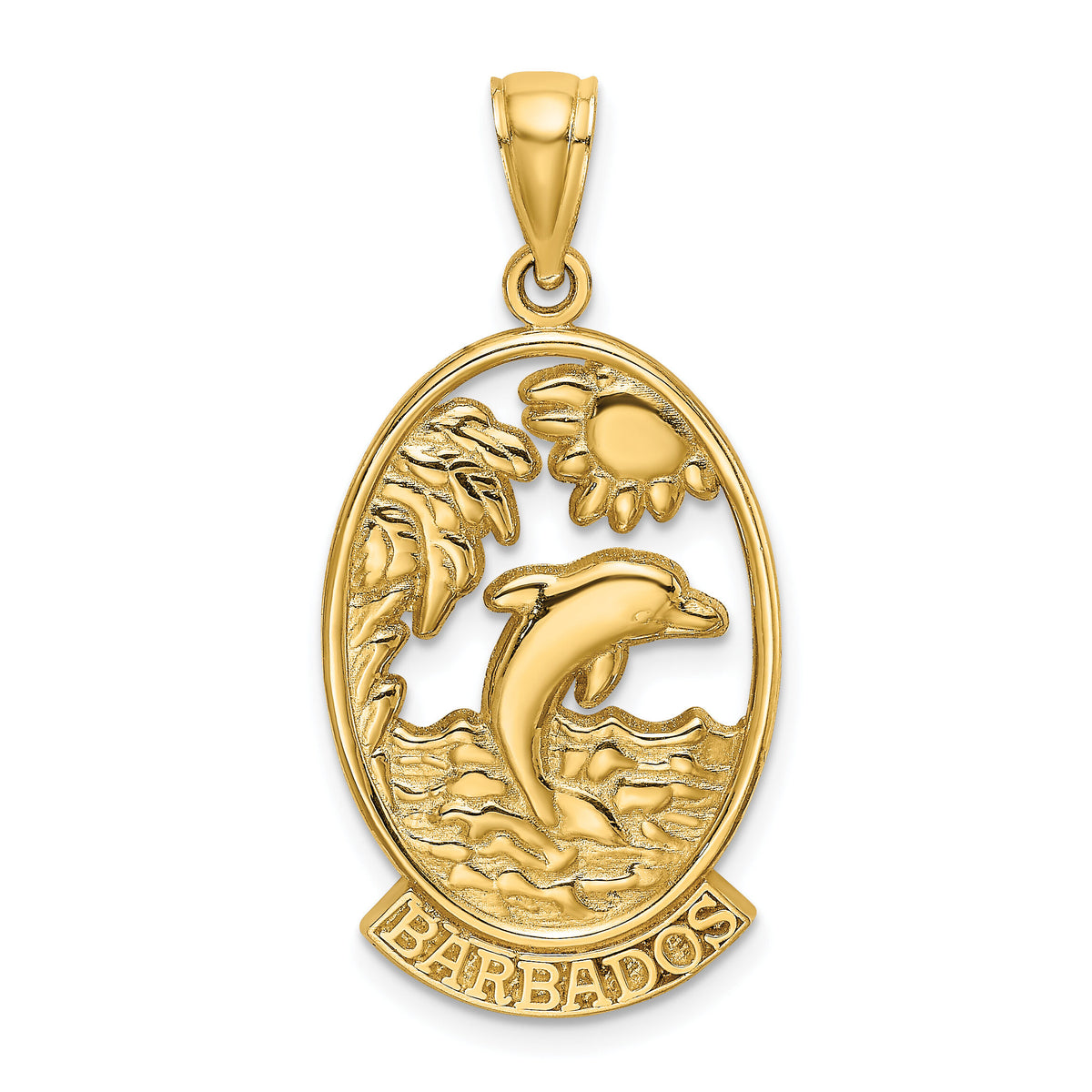 14K BARBADOS w/Dolphin Sunset Scene Charm-K8190