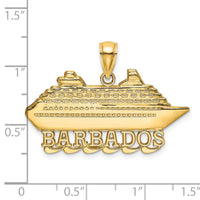 14K Polished BARBADOS Cruise Ship Charm-K8196