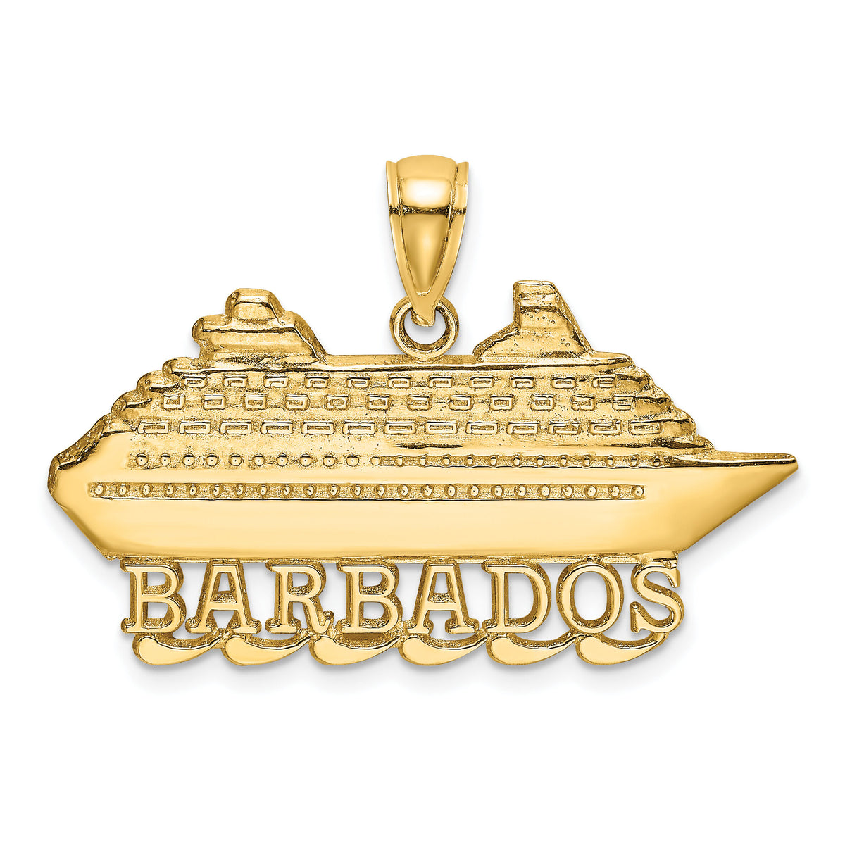 14K Polished BARBADOS Cruise Ship Charm-K8196