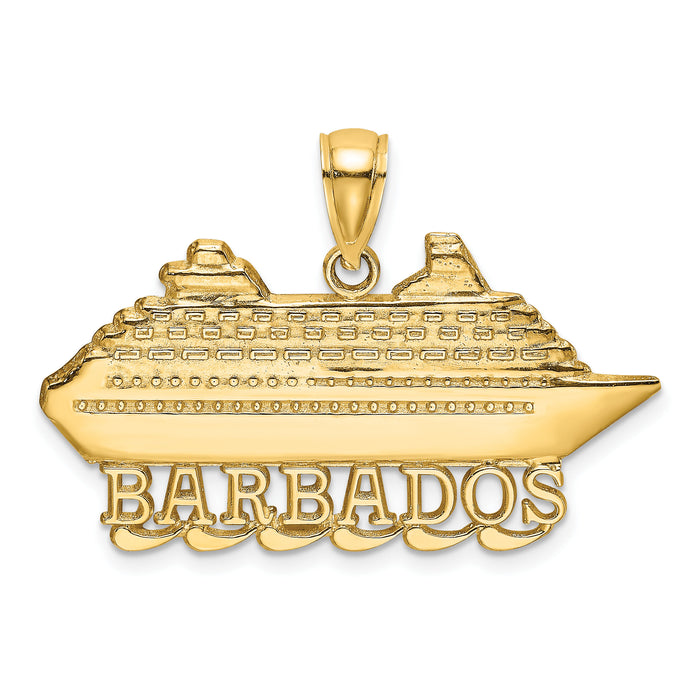 14K Polished BARBADOS Cruise Ship Charm-K8196