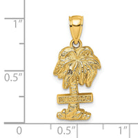 14K 2-D CURACAO On Palm Tree Charm-K8203
