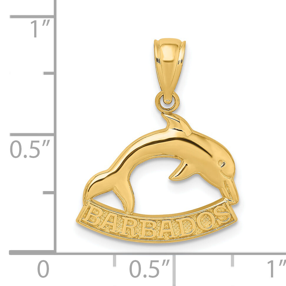 14K Polished BARBADOS Dolphin Charm-K8220