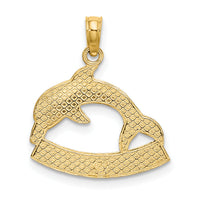 14K 2-D CURACAO Under Polished Dolphin Charm-K8221