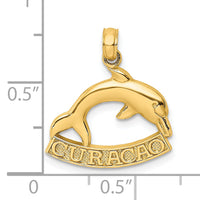 14K 2-D CURACAO Under Polished Dolphin Charm-K8221